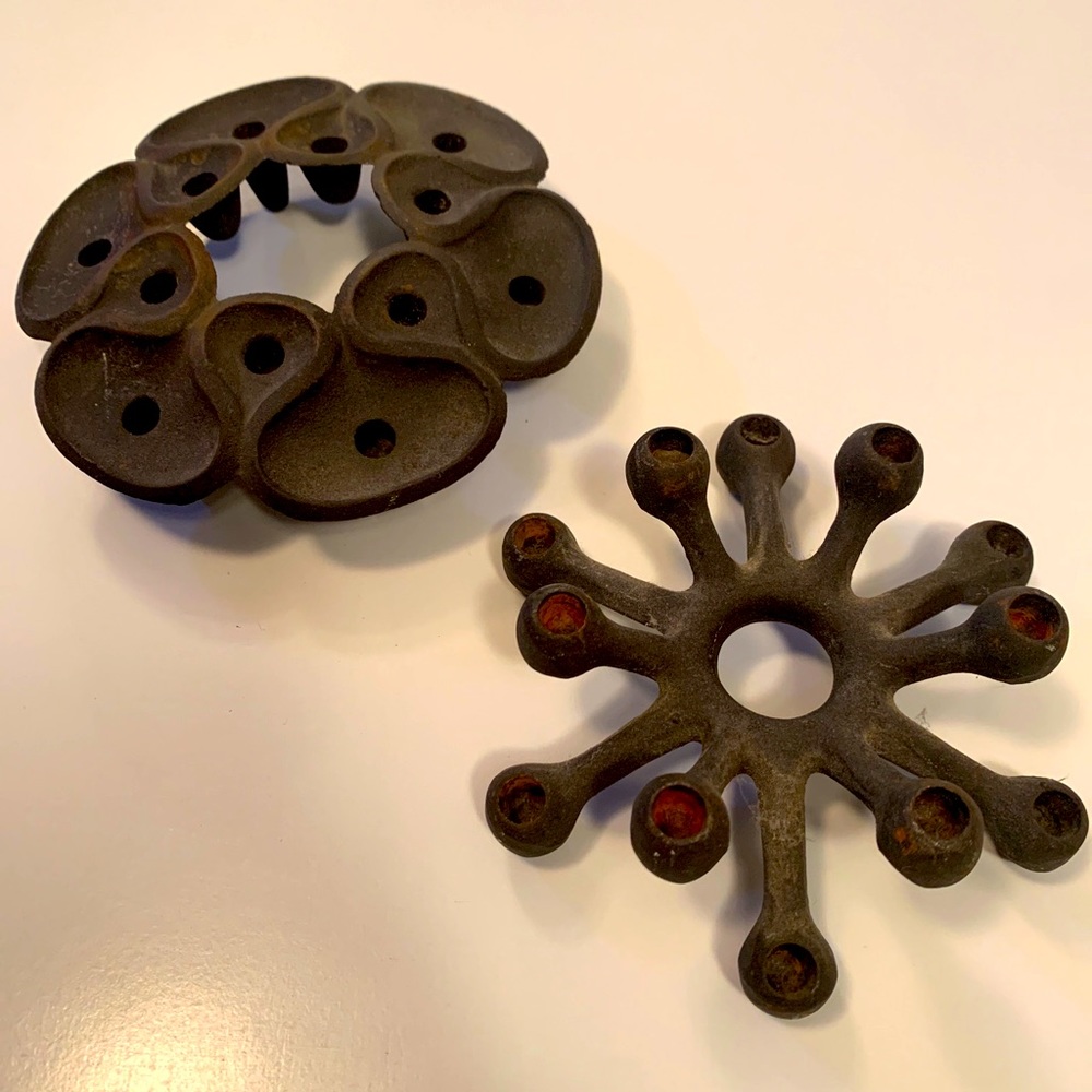 VINTAGE LOT OF 2 DANSK CAST IRON CANDLE HOLDERS